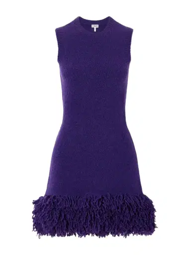 Loewe Logo-embroidered Fringed Wool-blend Mini Dress | Thumbnail 1