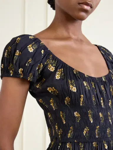 DÔEN Quinley Shirred Floral-print Cotton-blend Poplin Midi Dress | Thumbnail 4 DÔEN Quinley Shirred Floral-print Cotton-blend Poplin Midi Dress | Thumbnail 4