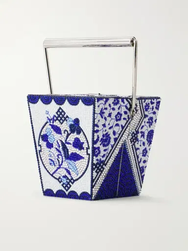 Judith Leiber Couture Blue Dragon Take Away Box Crystal-embellished Silver-tone Clutch | Thumbnail 4