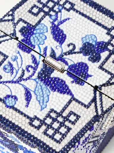 Judith Leiber Couture Blue Dragon Take Away Box Crystal-embellished Silver-tone Clutch | Thumbnail 5