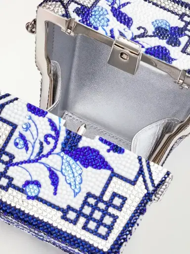Judith Leiber Couture Blue Dragon Take Away Box Crystal-embellished Silver-tone Clutch | Thumbnail 6