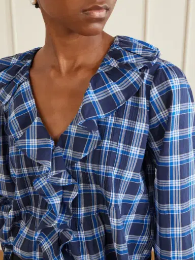 DÔEN Hardy Checked Shirred Organic Cotton Blouse | Thumbnail 5 DÔEN Hardy Checked Shirred Organic Cotton Blouse | Thumbnail 5