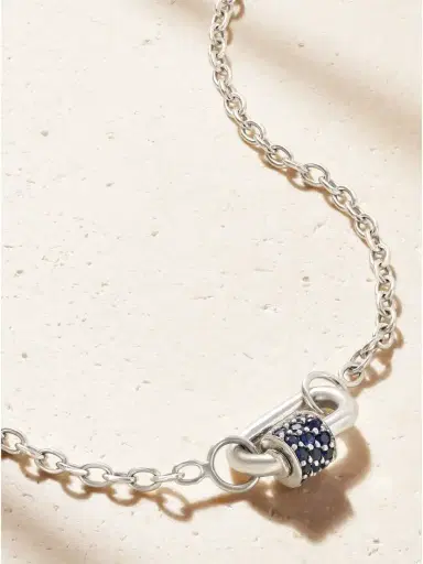 Marla Aaron Pulley And Chubby Babylock 14-karat White Gold Sapphire Necklace | Thumbnail 4 Marla Aaron Pulley And Chubby Babylock 14-karat White Gold Sapphire Necklace | Thumbnail 4