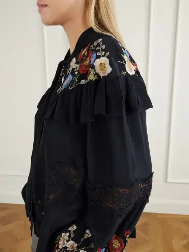 Sea Ruwa Ruffled Embroidered Lace-trimmed Crepe Blouse | Thumbnail 5