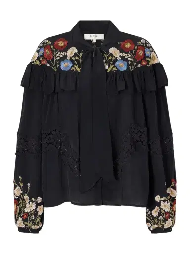 Sea Ruwa Ruffled Embroidered Lace-trimmed Crepe Blouse | Thumbnail 1