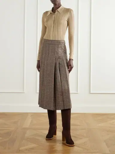 Gabriela Hearst Wesley Pleated Houndstooth Wool And Cashmere-blend Midi Skirt | Thumbnail 2 Gabriela Hearst Wesley Pleated Houndstooth Wool And Cashmere-blend Midi Skirt | Thumbnail 2