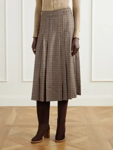Gabriela Hearst Wesley Pleated Houndstooth Wool And Cashmere-blend Midi Skirt | Thumbnail 3 Gabriela Hearst Wesley Pleated Houndstooth Wool And Cashmere-blend Midi Skirt | Thumbnail 3