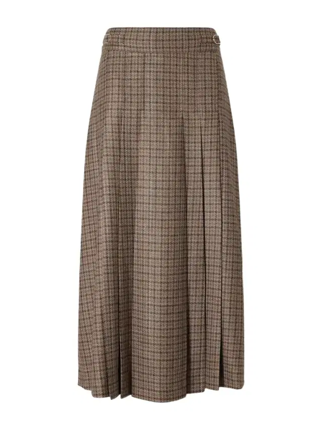 Gabriela Hearst Wesley Pleated Houndstooth Wool And Cashmere-blend Midi Skirt