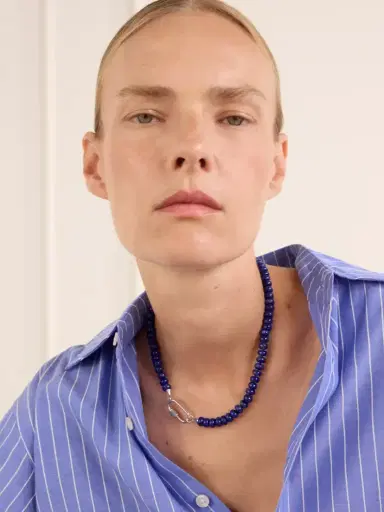 Marla Aaron Rondelle Strand + Stoned Medium Lock 14-karat White Gold, Sapphire And Turquoise Necklace | Thumbnail 2