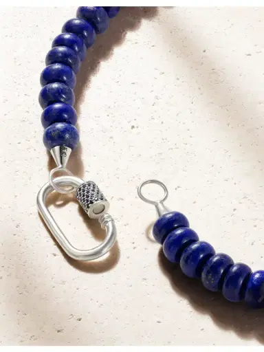 Marla Aaron Rondelle Strand + Stoned Medium Lock 14-karat White Gold, Sapphire And Turquoise Necklace | Thumbnail 3