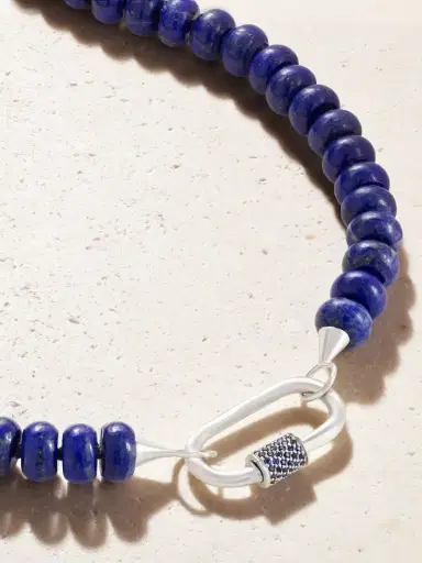 Marla Aaron Rondelle Strand + Stoned Medium Lock 14-karat White Gold, Sapphire And Turquoise Necklace | Thumbnail 4
