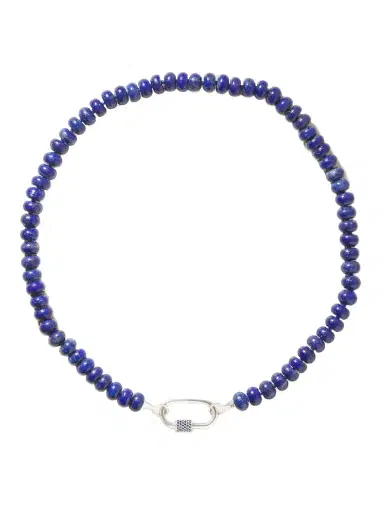 Marla Aaron Rondelle Strand + Stoned Medium Lock 14-karat White Gold, Sapphire And Turquoise Necklace | Thumbnail 1
