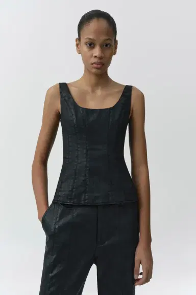 Simkhai Lachlan Coated Denim Bustier Top | Thumbnail 3