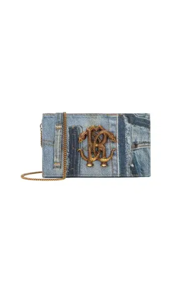 Roberto Cavalli Denim Patchwork Shoulder Bag | Thumbnail 1 Roberto Cavalli Denim Patchwork Shoulder Bag | Thumbnail 1