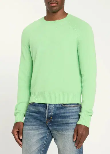 Tom Ford Men's Felted Cashmere Crewneck Sweater | Thumbnail 8