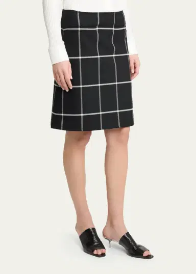 Courrèges Checked Knee-Length Skirt | Thumbnail 4 Courrèges Checked Knee-Length Skirt | Thumbnail 4