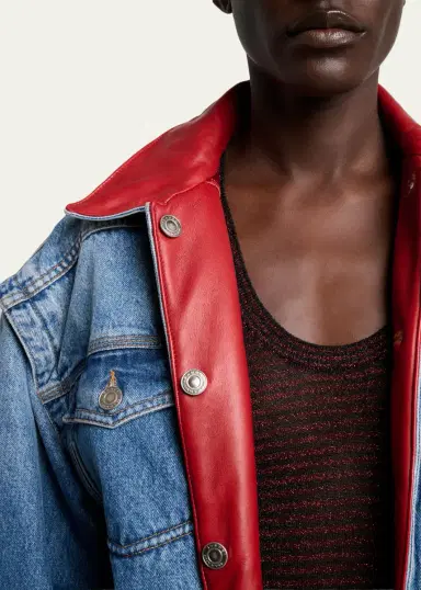 Isabel Marant Devyn Reversible Leather & Denim Jacket | Thumbnail 5 Isabel Marant Devyn Reversible Leather & Denim Jacket | Thumbnail 5