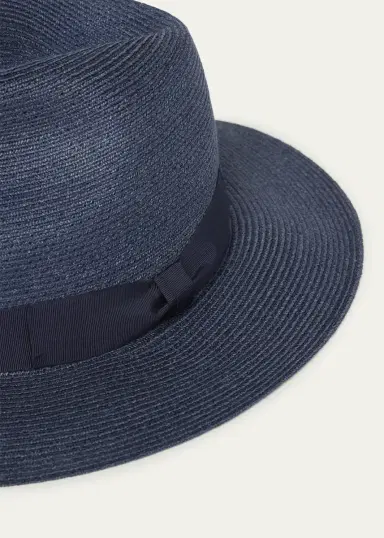 Giorgio Armani Men's Jute Ribbon-Band Fedora Hat | Thumbnail 2
