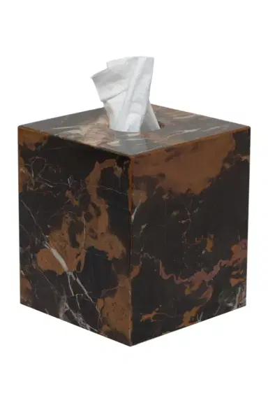 Marble Crafter Myrtus Collection Black & Gold Marble Tissue Box Holder | Thumbnail 2