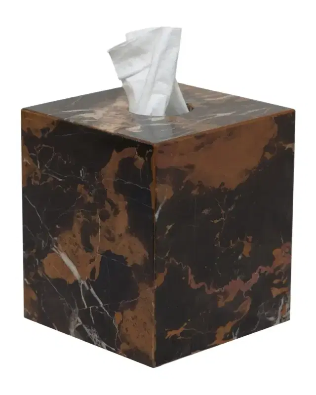 Marble Crafter Myrtus Collection Black & Gold Marble Tissue Box Holder