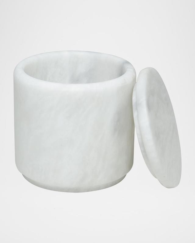 Marble Crafter Eris Collection Pearl White Marble Canister