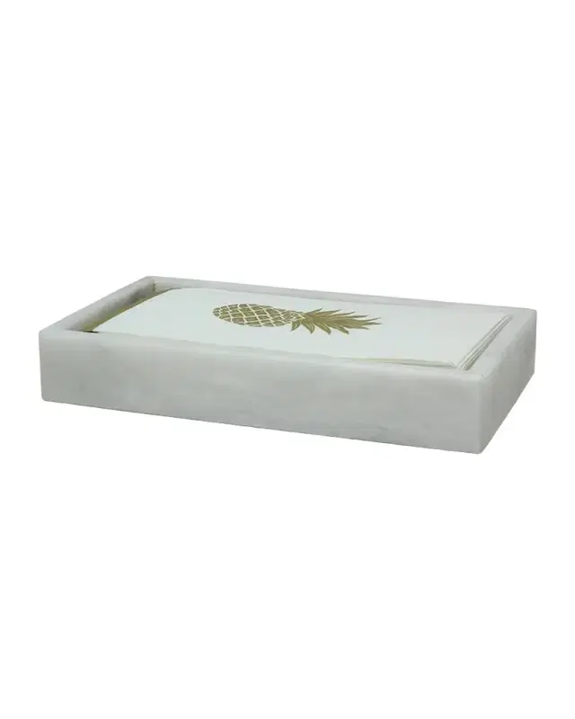 Marble Crafter Eris Collection Pearl White Marble Guest Towel Tray