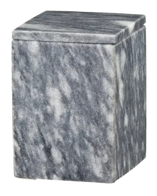 Marble Crafter Myrtus Collection Square Cloud Gray Marble Canister