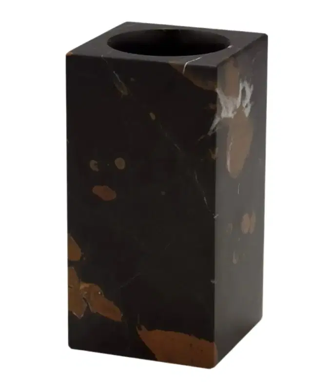 Marble Crafter Myrtus Collection Square Black & Gold Marble Tumbler