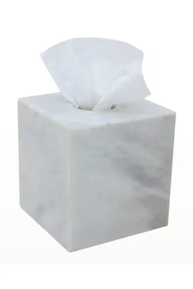 Marble Crafter Eris Collection Pearl White Marble Tissue Box Holder | Thumbnail 2