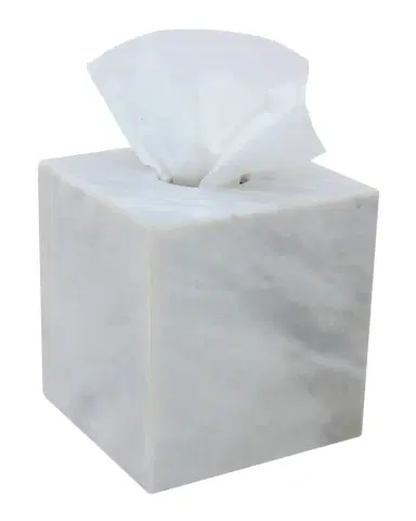 Marble Crafter Eris Collection Pearl White Marble Tissue Box Holder | Thumbnail 1