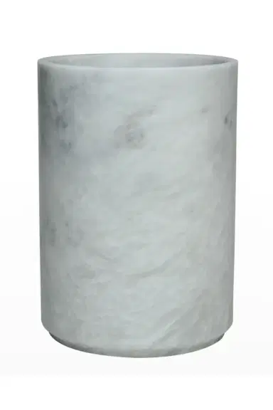 Marble Crafter Eris Collection Pearl White Marble Round Wastebasket w/ Liner | Thumbnail 2