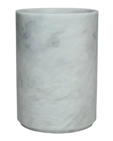 Marble Crafter Eris Collection Pearl White Marble Round Wastebasket w/ Liner | Thumbnail 1