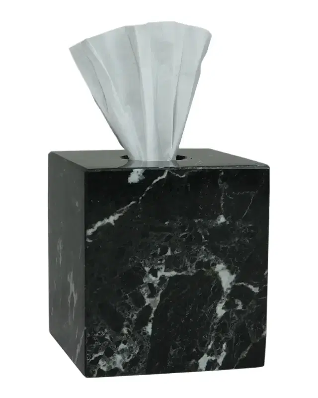 Marble Crafter Myrtus Collection Black Zebra Tissue Box Holder