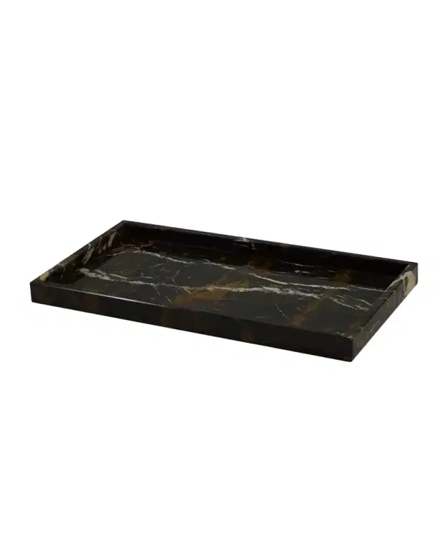 Marble Crafter Myrtus Collection Black & Gold Marble Large Vanity Tray