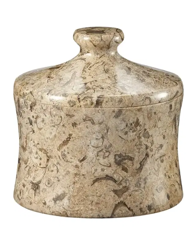 Marble Crafter Fossil Stone 4"Dia. Cannister