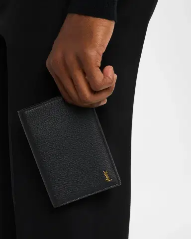 Saint Laurent Men's Tiny Cassandre YSL Passport Case in Grained Leather | Thumbnail 2