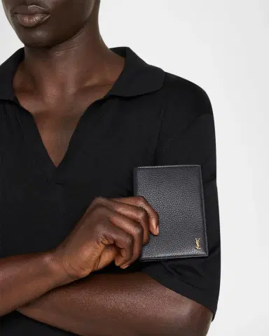 Saint Laurent Men's Tiny Cassandre YSL Passport Case in Grained Leather | Thumbnail 2