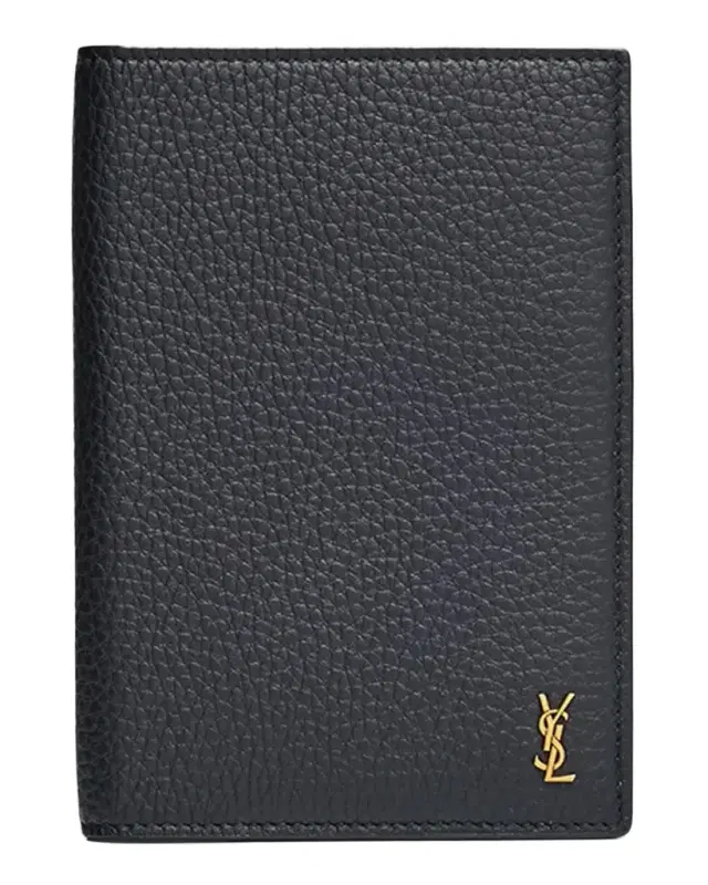 Saint Laurent Men's Tiny Cassandre YSL Passport Case in Grained Leather