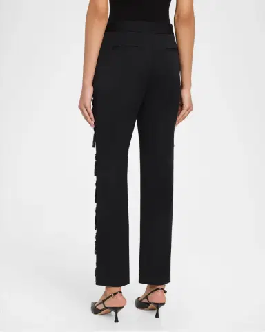 Lela Rose Tassel Embroidered Straight-Leg Ankle Trousers | Thumbnail 3 Lela Rose Tassel Embroidered Straight-Leg Ankle Trousers | Thumbnail 3