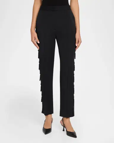 Lela Rose Tassel Embroidered Straight-Leg Ankle Trousers | Thumbnail 4 Lela Rose Tassel Embroidered Straight-Leg Ankle Trousers | Thumbnail 4