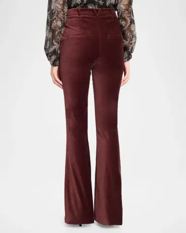 Veronica Beard Gracie Velvet High-Rise Flare Pants | Thumbnail 3