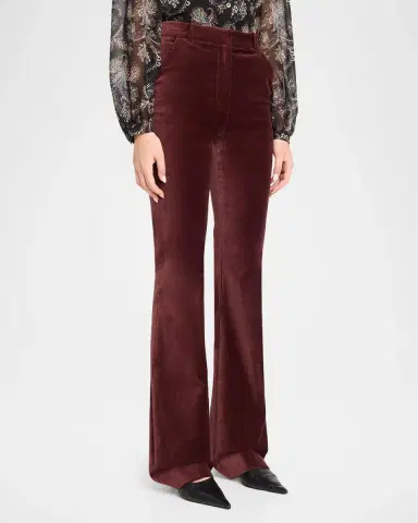 Veronica Beard Gracie Velvet High-Rise Flare Pants | Thumbnail 4