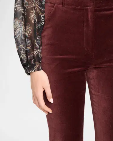 Veronica Beard Gracie Velvet High-Rise Flare Pants | Thumbnail 5
