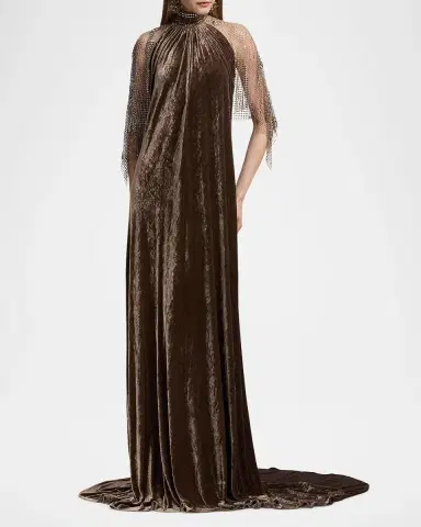 Ralph Lauren Collection Willow Velour Evening Dress | Thumbnail 2