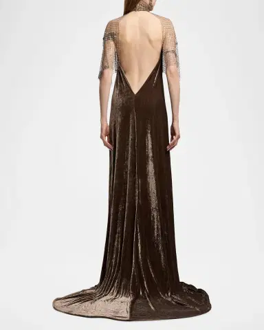 Ralph Lauren Collection Willow Velour Evening Dress | Thumbnail 3