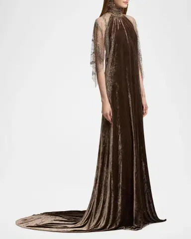 Ralph Lauren Collection Willow Velour Evening Dress | Thumbnail 6