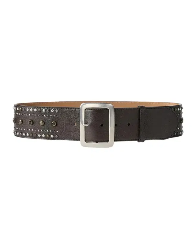 Ralph Lauren Collection Studded Washed Leather Wide Belt