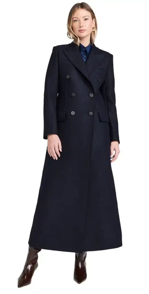 Harris Wharf London Women Long Double Breasted Tailored Coat Pressed Wool