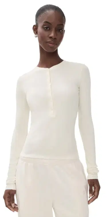 ÉTERNE Long Sleeve Henley Top | Thumbnail 1