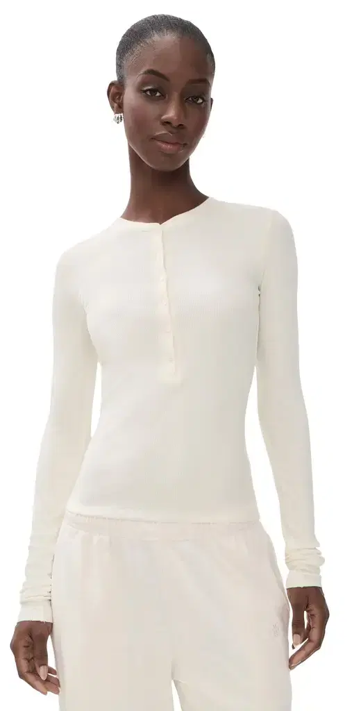 ÉTERNE Long Sleeve Henley Top